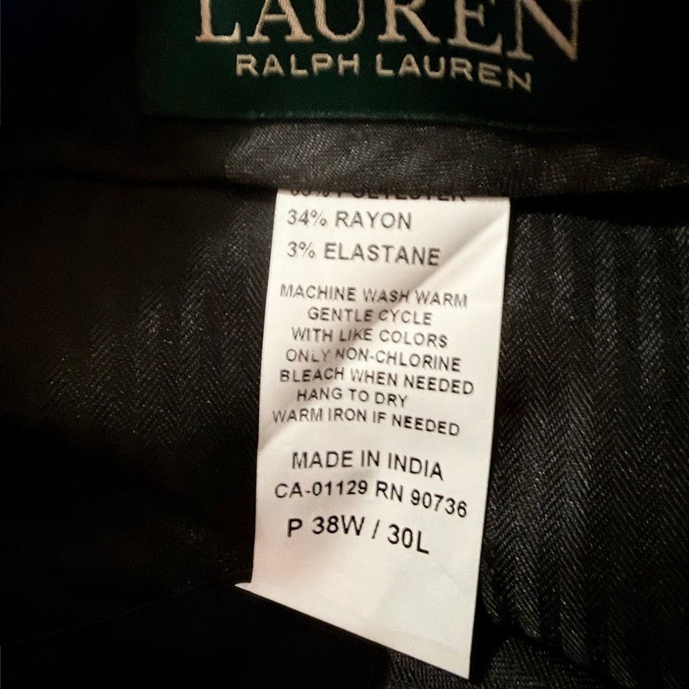 Two pairs Lauren Ralph Lauren Men’s Dress Pants in Taupe and Charcoal Gray - Picture 5 of 5
